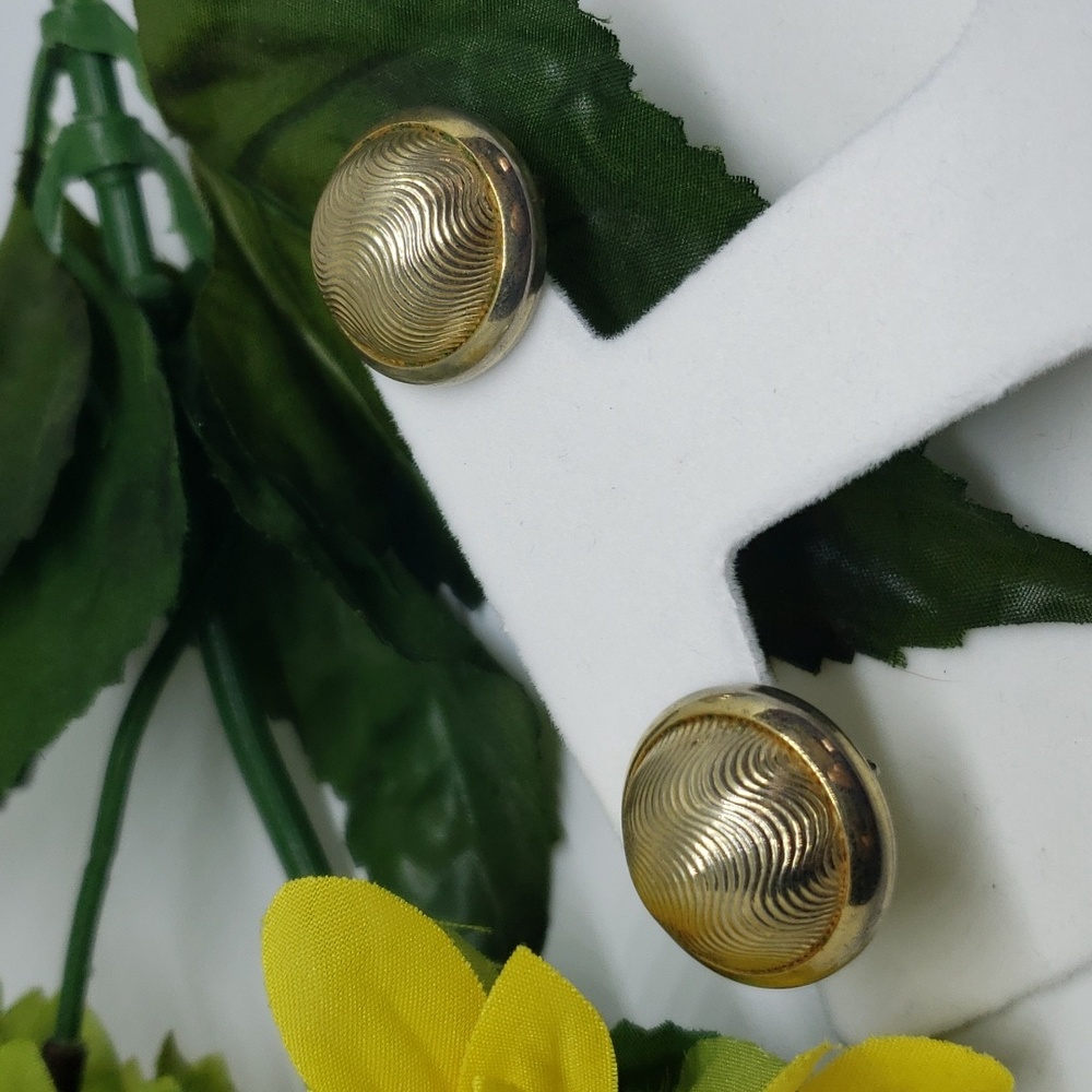 Vintage Half Sphere Gold Color Clip Earrings